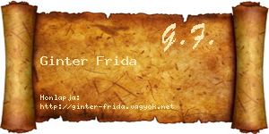 Ginter Frida névjegykártya